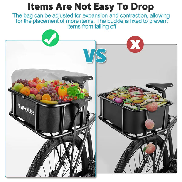 E-Bike Rear Basket with Heavy Duty Metal Rack