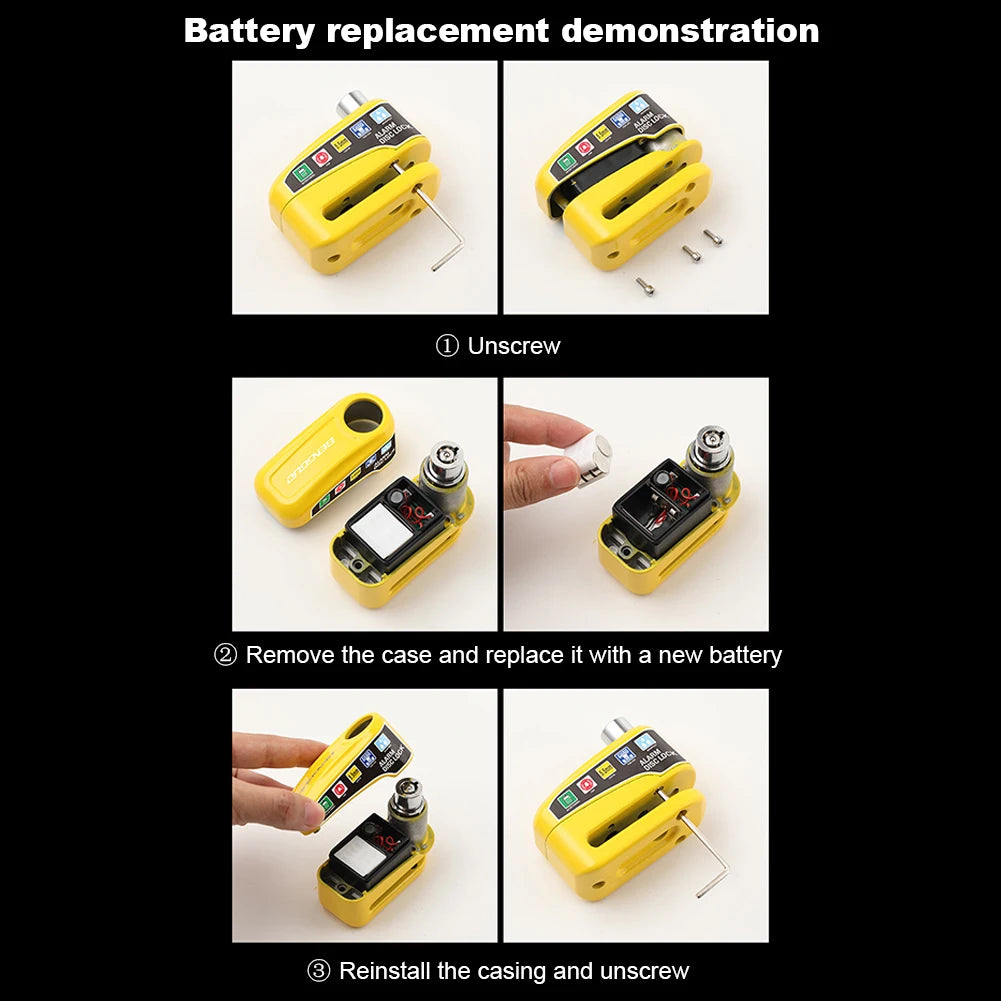 Motorcycle Bicycle Lock Alarm Protection Padlock
