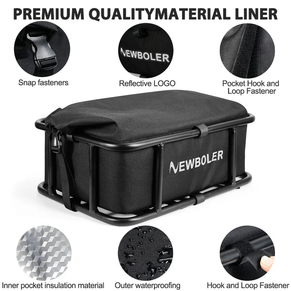 E-Bike Rear Basket with Heavy Duty Metal Rack