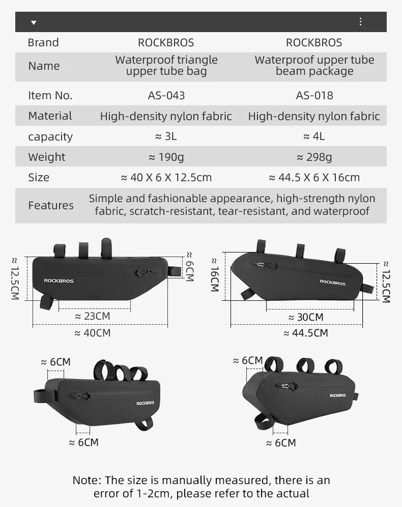 E-Bike Frame Bag with Waterproof Design